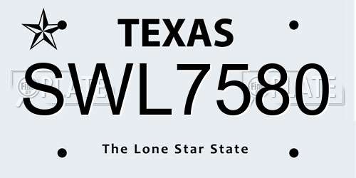 SWL7580 Texas License Plate