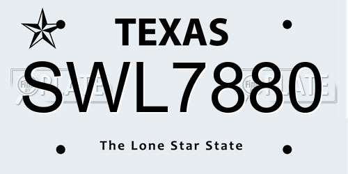 SWL7880 Texas License Plate