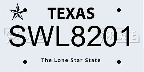 SWL8201 Texas License Plate