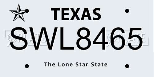 SWL8465 Texas License Plate