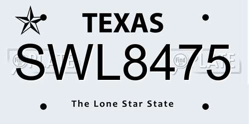 SWL8475 Texas License Plate