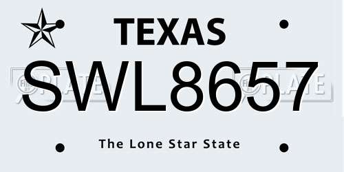 SWL8657 Texas License Plate