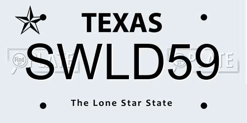 SWLD59 Texas License Plate