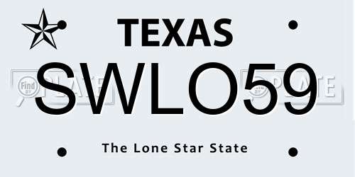 SWLO59 Texas License Plate