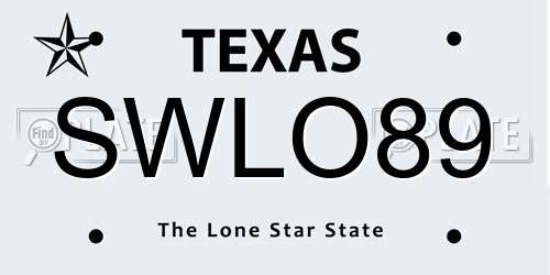 SWLO89 Texas License Plate