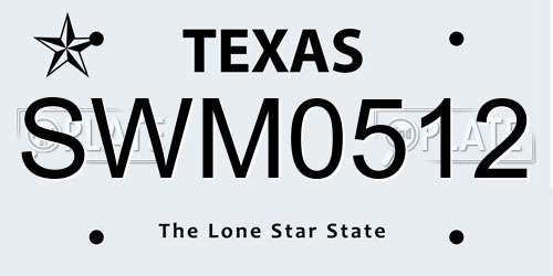 SWM0512 Texas License Plate