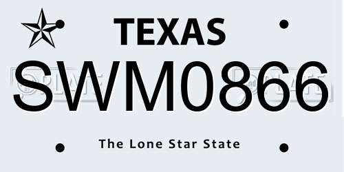 SWM0866 Texas License Plate