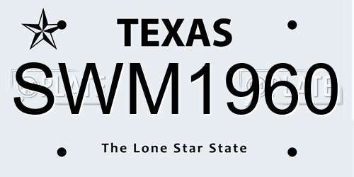 SWM1960 Texas License Plate