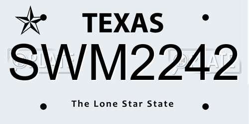 SWM2242 Texas License Plate