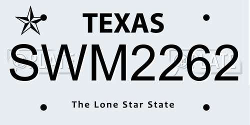 SWM2262 Texas License Plate