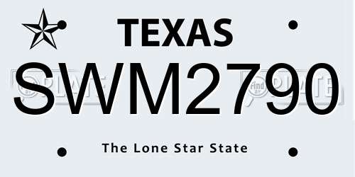 SWM2790 Texas License Plate
