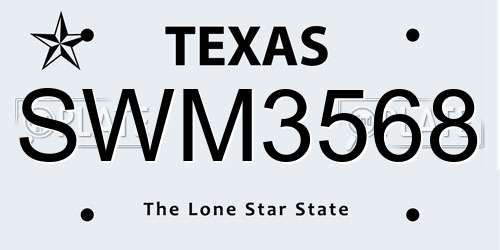 SWM3568 Texas License Plate