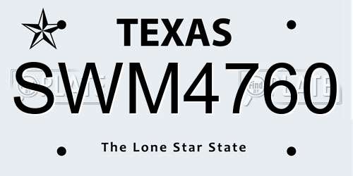 SWM4760 Texas License Plate