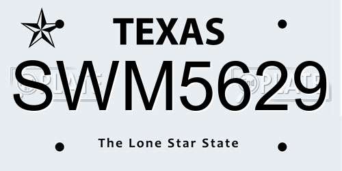SWM5629 Texas License Plate