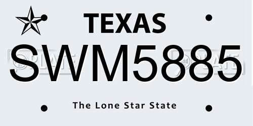 SWM5885 Texas License Plate