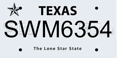 SWM6354 Texas License Plate