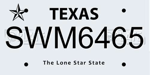 SWM6465 Texas License Plate