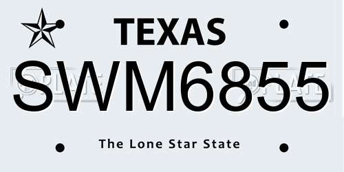 SWM6855 Texas License Plate