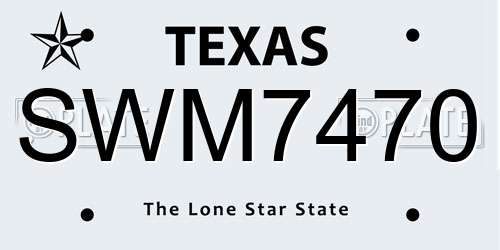 SWM7470 Texas License Plate