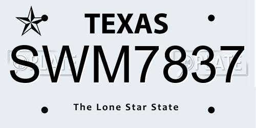 SWM7837 Texas License Plate