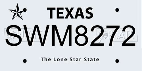 SWM8272 Texas License Plate