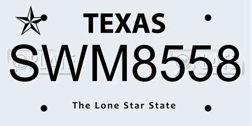 SWM8558 Texas License Plate