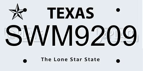 SWM9209 Texas License Plate