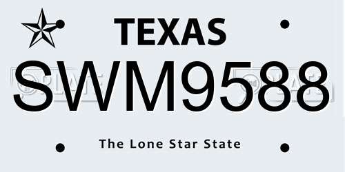 SWM9588 Texas License Plate