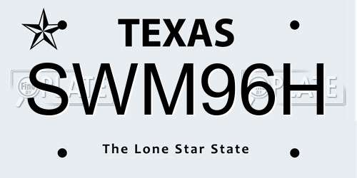SWM96H Texas License Plate