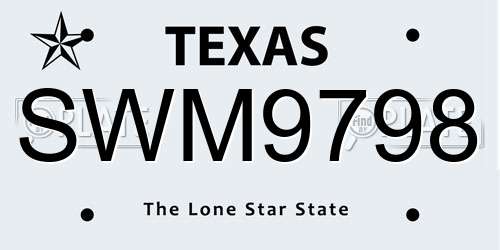 SWM9798 Texas License Plate