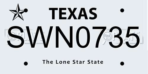 SWN0735 Texas License Plate