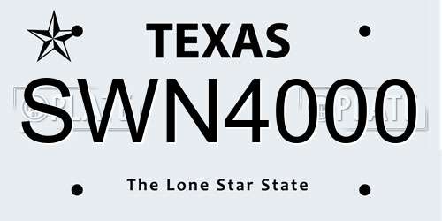 SWN4000 Texas License Plate