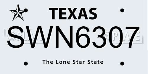 SWN6307 Texas License Plate