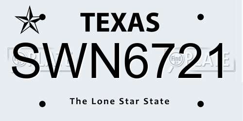 SWN6721 Texas License Plate