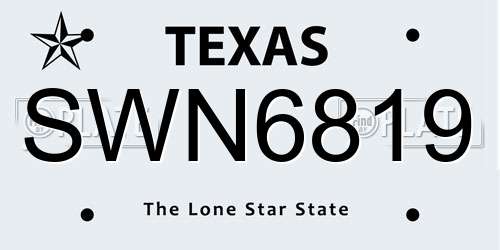 SWN6819 Texas License Plate