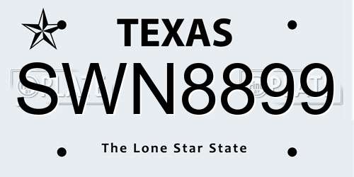 SWN8899 Texas License Plate