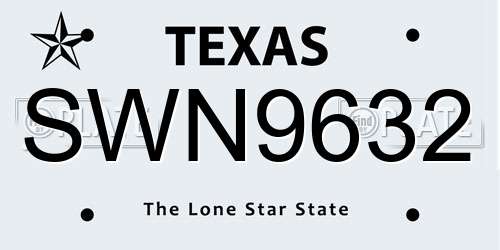 SWN9632 Texas License Plate