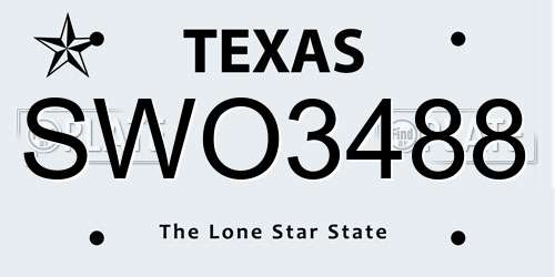 SWO3488 Texas License Plate