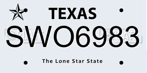SWO6983 Texas License Plate