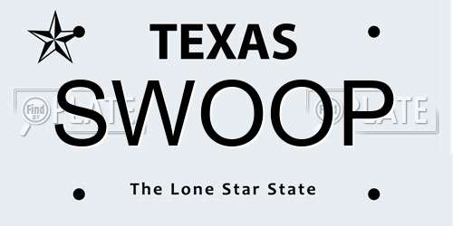 SWOOP Texas License Plate