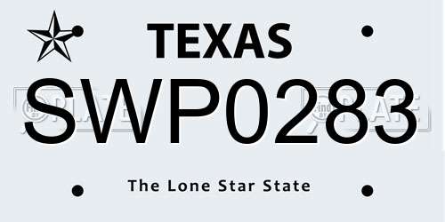 SWP0283 Texas License Plate