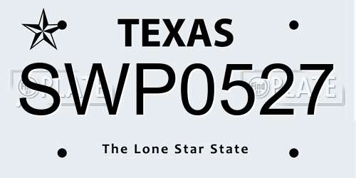 SWP0527 Texas License Plate