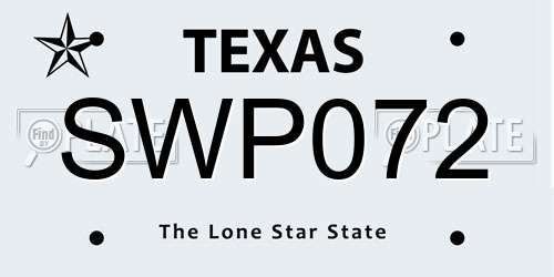 SWP072 Texas License Plate
