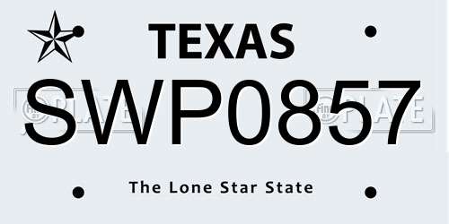 SWP0857 Texas License Plate
