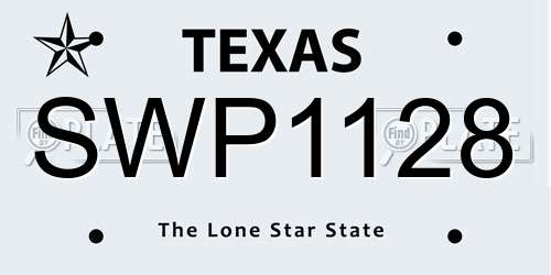 SWP1128 Texas License Plate