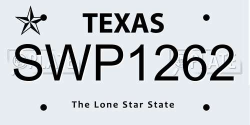 SWP1262 Texas License Plate