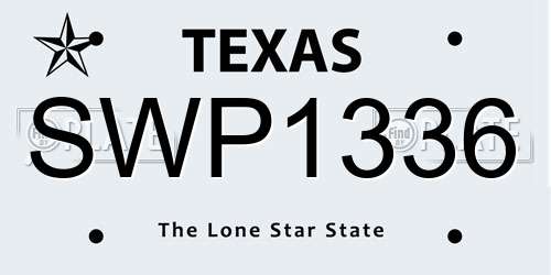 SWP1336 Texas License Plate