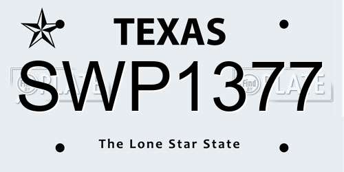 SWP1377 Texas License Plate