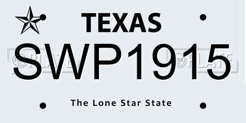 SWP1915 Texas License Plate