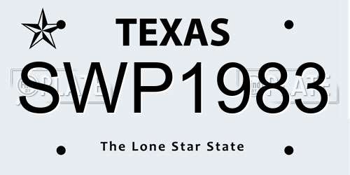 SWP1983 Texas License Plate
